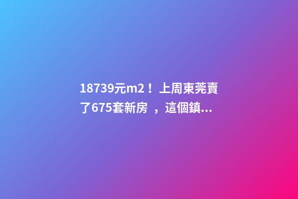 18739元/m2！上周東莞賣了675套新房，這個鎮(zhèn)房價突破3萬/m2！